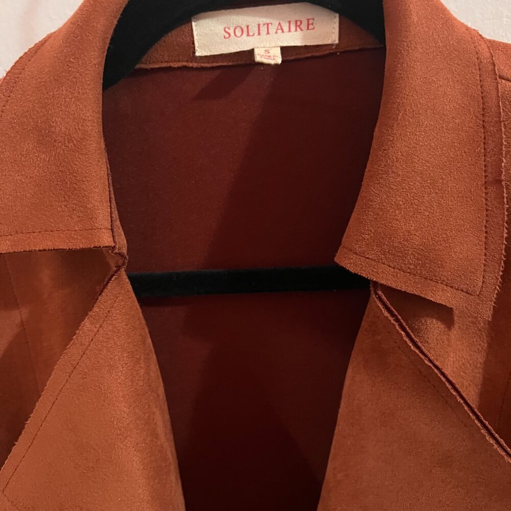 NWOT Anthropologie Solitaire Brown Suede Sleeveless Duster Vest - Picture 2 of 3
